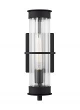 Visual Comfort & Co. Studio Collection 8626701EN7-12 - Alcona transitional 1-light LED outdoor exterior medium wall lantern in black finish with clear flut