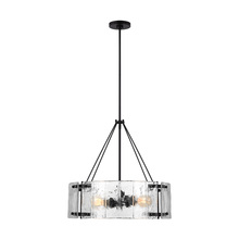 Visual Comfort & Co. Studio Collection AP1234AI - Calvert transitional 4-light indoor dimmable medium ceiling chandelier in aged iron finish with clea