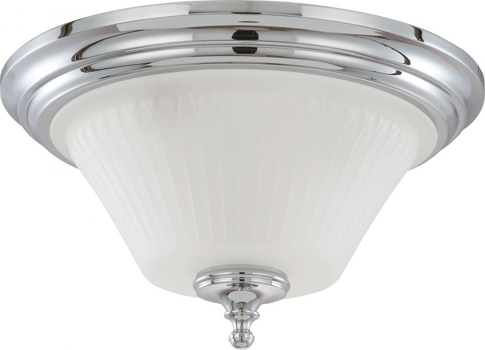 Teller - 3 Light Flush Dome with Frosted Etched Glass - Polished Chrome Finish