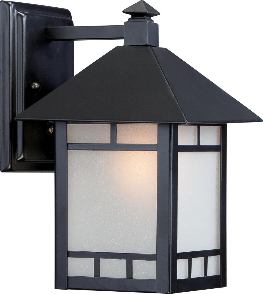 1-Light 7&#34; Wall Mounted Outdoor Fixture in Stone Black Finish and Frosted Seeded Glass