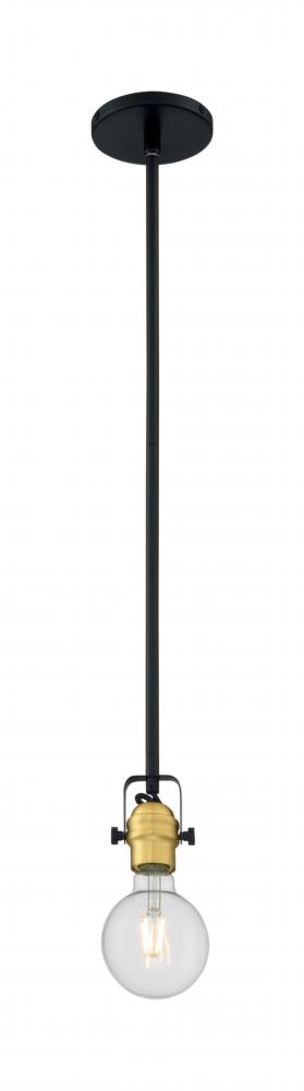 Mantra - 1 Light Mini Pendant with- Black and Brushed Brass Finish