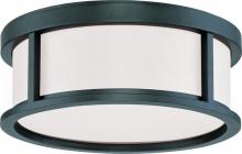 Nuvo 60/2981 - Odeon - 2 Light 13" Flush Dome with Satin White Glass - Aged Bronze Finish