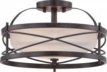 Nuvo 60/5335 - Ginger - 2 Light Semi Flush with Satin White Glass - Old Bronze Finish