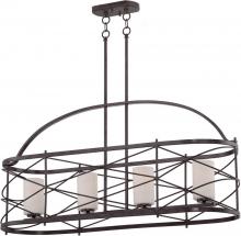 Nuvo 60/5338 - Ginger - 4 Light Island Pendant with Satin White Glass - Old Bronze Finish
