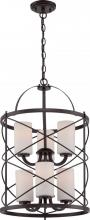 Nuvo 60/5339 - Ginger - 6 Light 2 Tier Chandelier with Satin White Glass - Old Bronze Finish