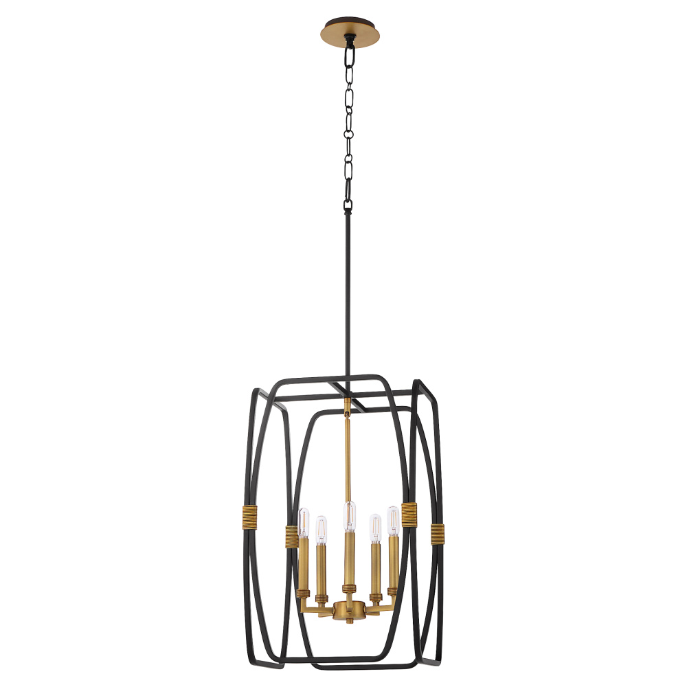 BISHOP 23&#34; 5 LIGHT PENDANT - MB/BRUSHED BRASS
