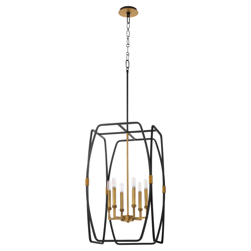 BISHOP 28&#34; 6 LIGHT PENDANT - MB/BRUSHED BRASS