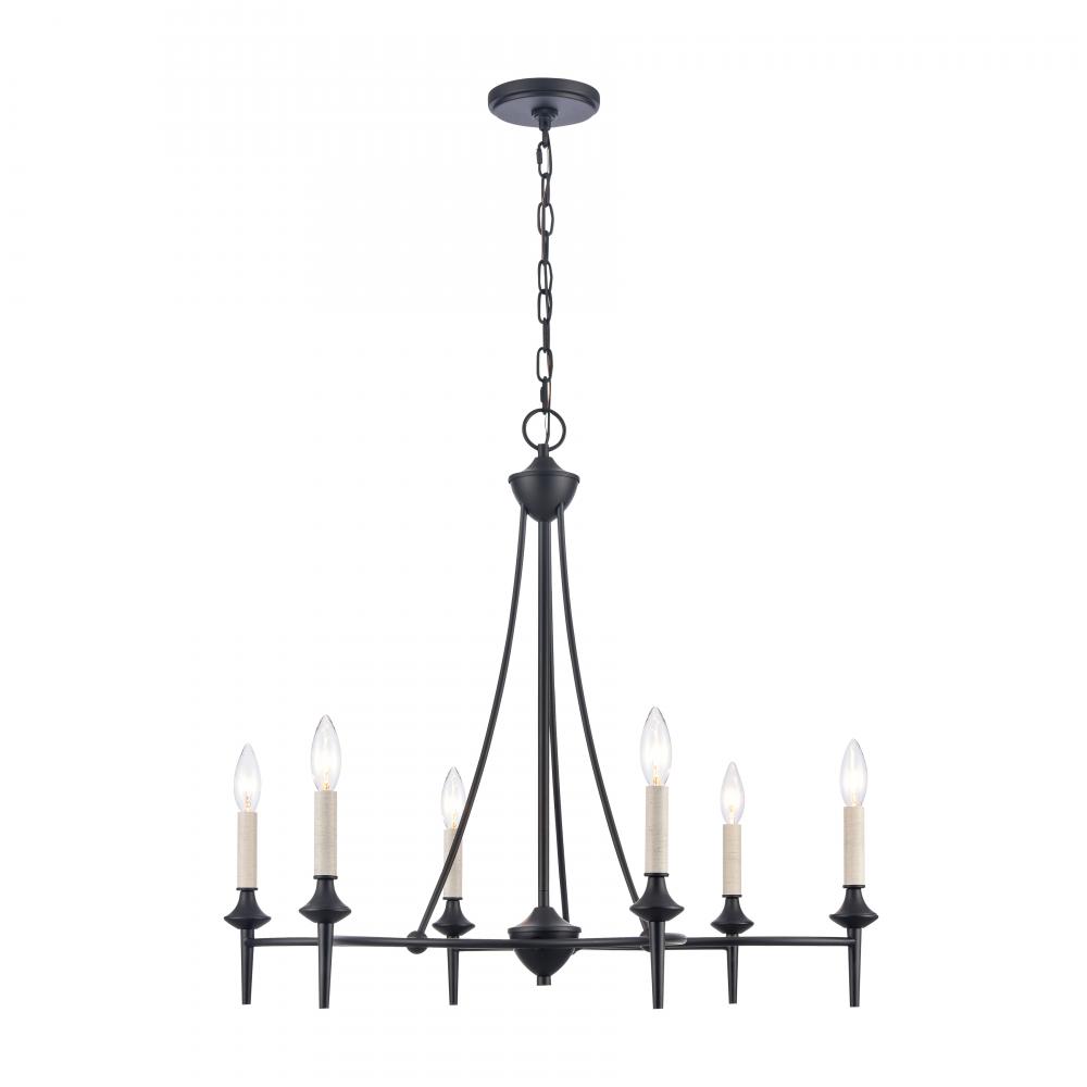 Solomon 28&#39;&#39; Wide 6-Light Chandelier - Matte Black