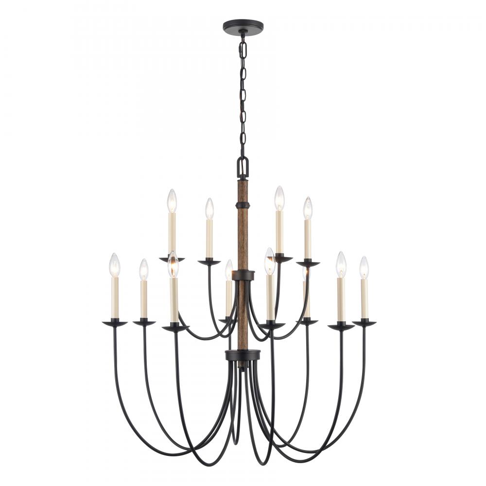 Neville 34&#39;&#39; Wide 12-Light Chandelier - Charcoal Black