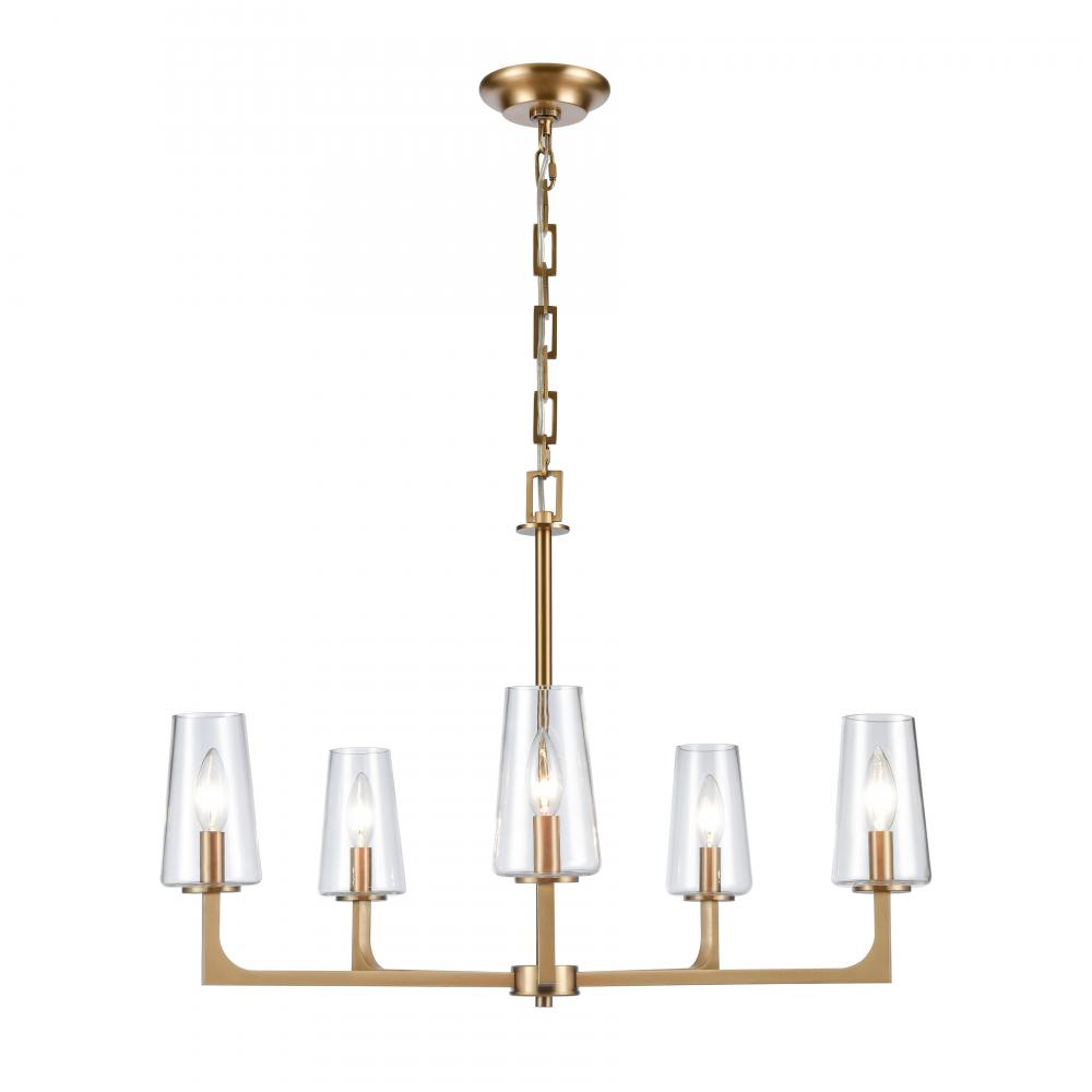 Fitzroy 28&#39;&#39; Wide 5-Light Chandelier - Lacquered Brass